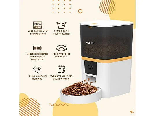HAUSTIER QQ009 Gece Görüşlü 1080P FHD Kameralı Akıllı Otomatik Mama Kabı Beyaz
